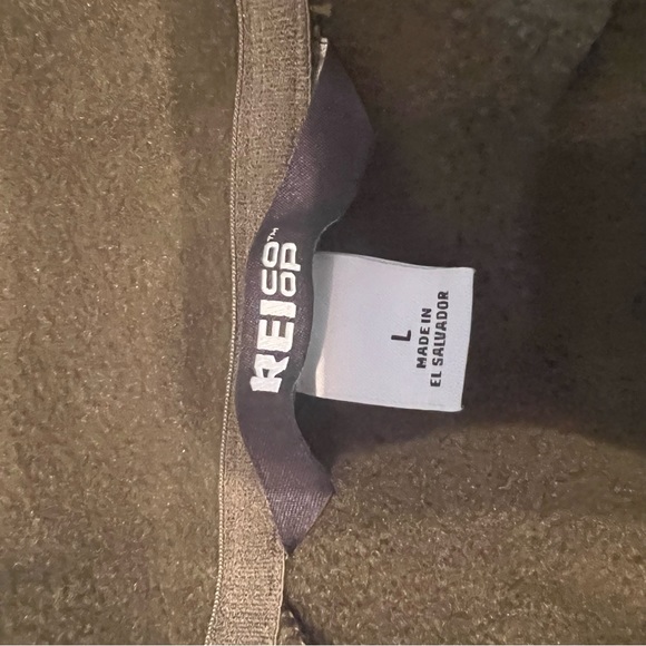 REI Co-Op Hoodie Men Large Olive Green Full Zip Outdoor Hiking Camping Pockets - Picture 4 of 6